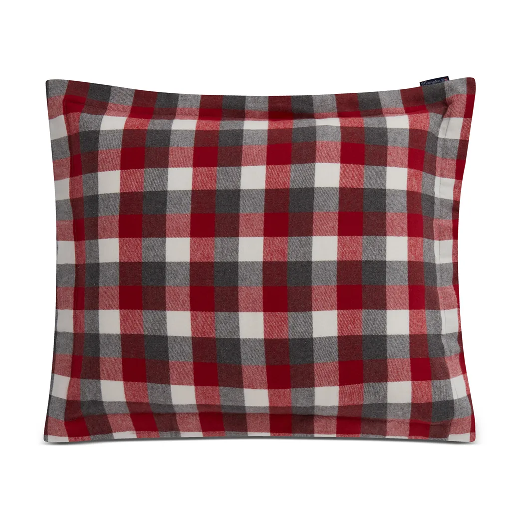 Taie d'oreiller Checked Flannel 50x60 cm, Rouge-gris foncé Lexington