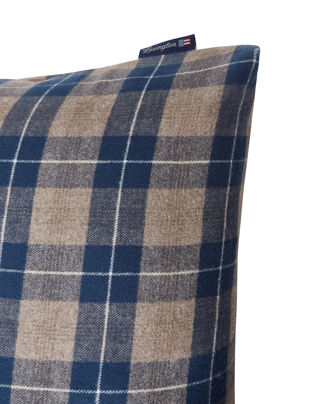 Taie d'oreiller Checked Flannel 65x65 cm, Denim blue-beige Lexington