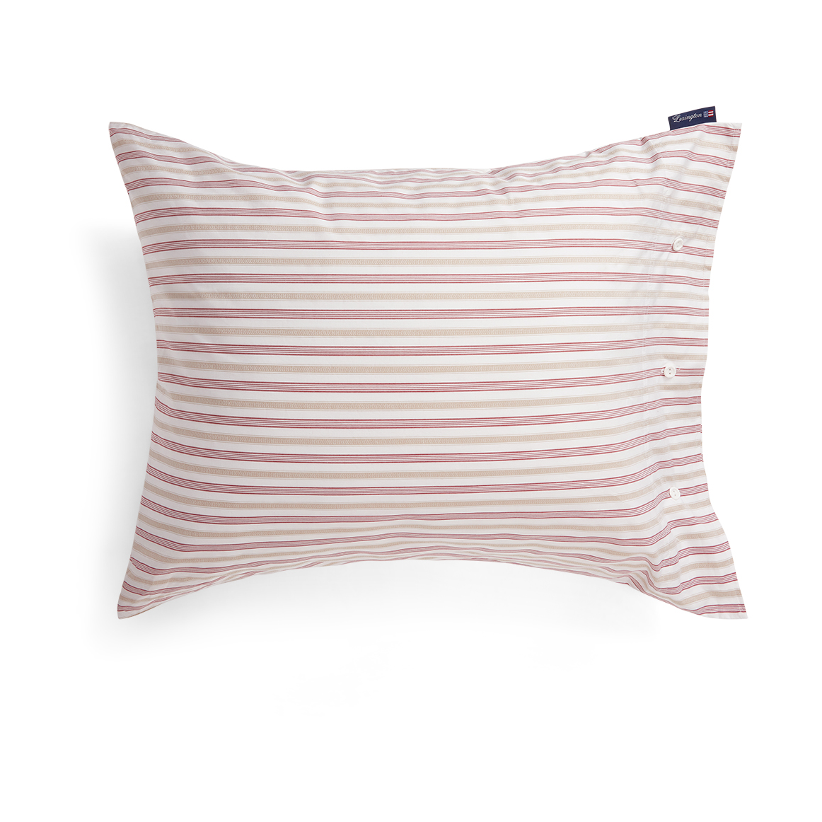 Lexington Taie d'oreiller Dobby striped cotton poplin 50x60 cm. Rouge-beige-blanc