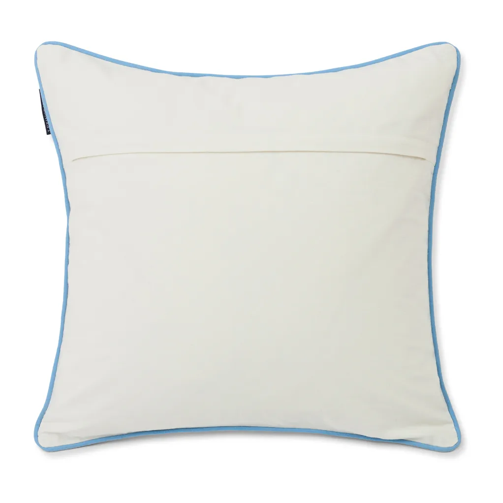 Taie d'oreiller en coton biologique Since 1993 50x50 cm, Blanc-bleu Lexington