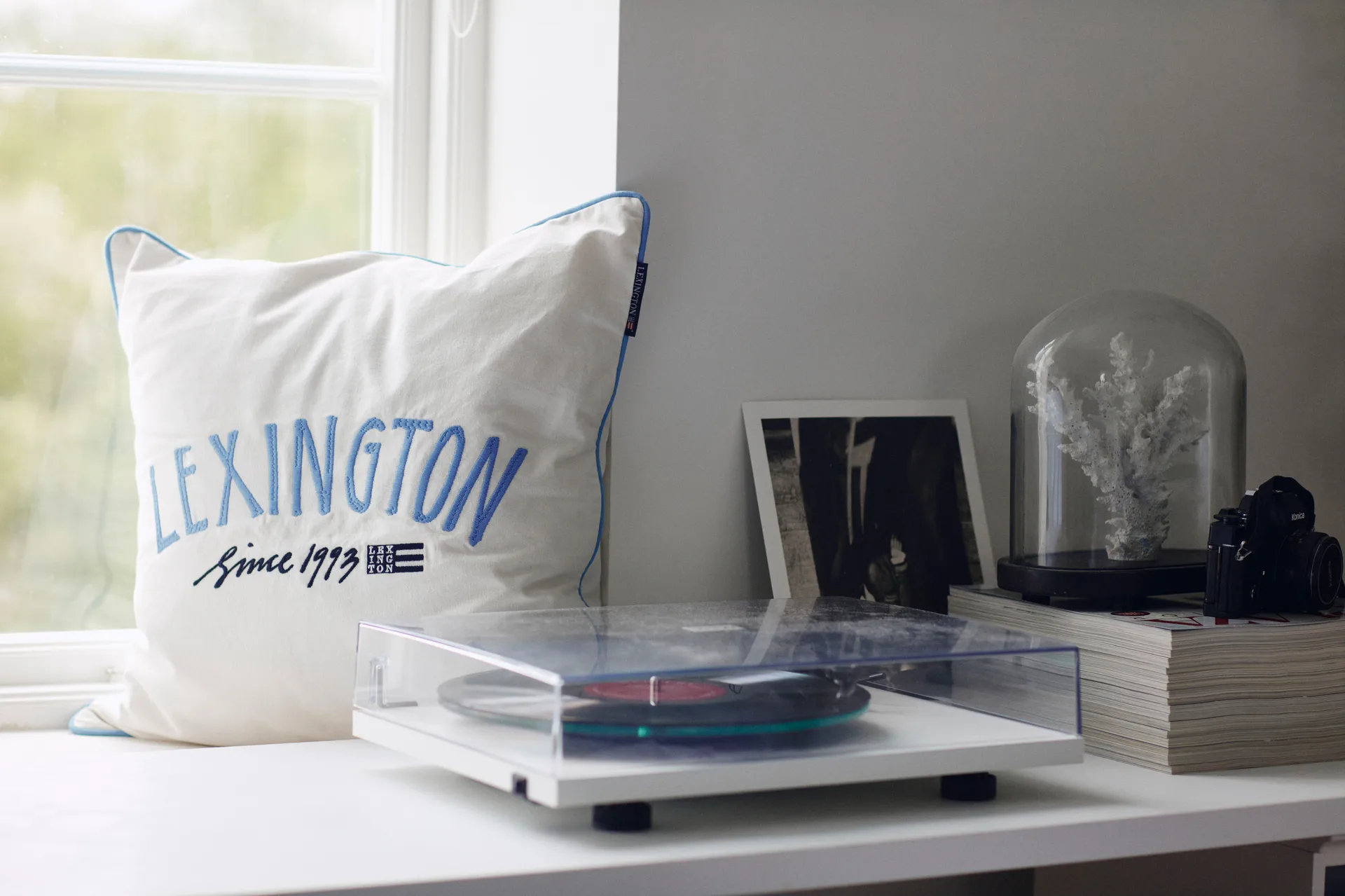 Taie d'oreiller en coton biologique Since 1993 50x50 cm, Blanc-bleu Lexington