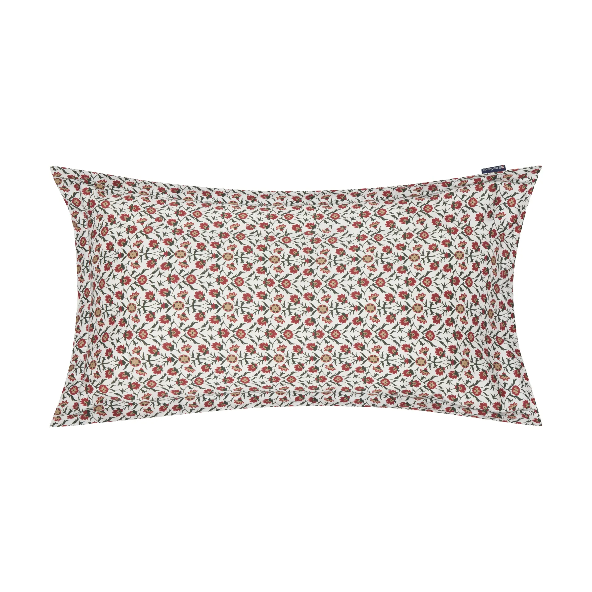 Taie d’oreiller Flower printed cotton sateen, 50x90 cm, White-red-green-beige Lexington