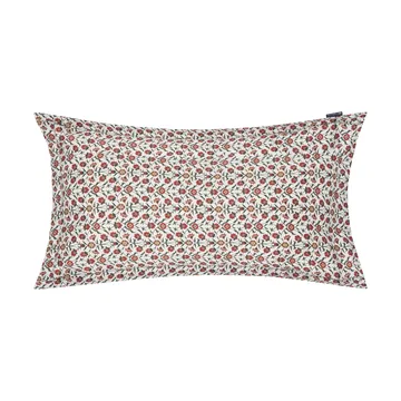 Taie d’oreiller Flower printed cotton sateen, 50x90 cm - White-red-green-beige - Lexington