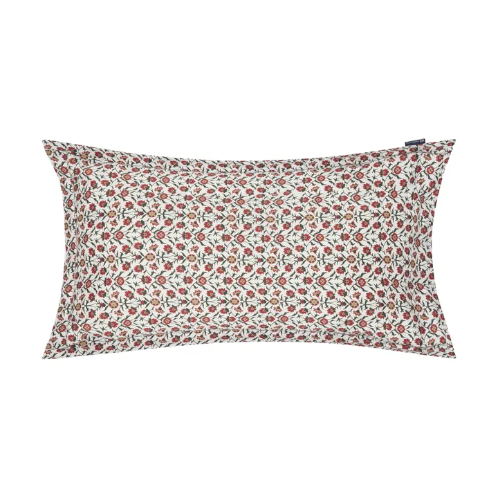Taie d’oreiller Flower printed cotton sateen, 50x90 cm - White-red-green-beige - Lexington