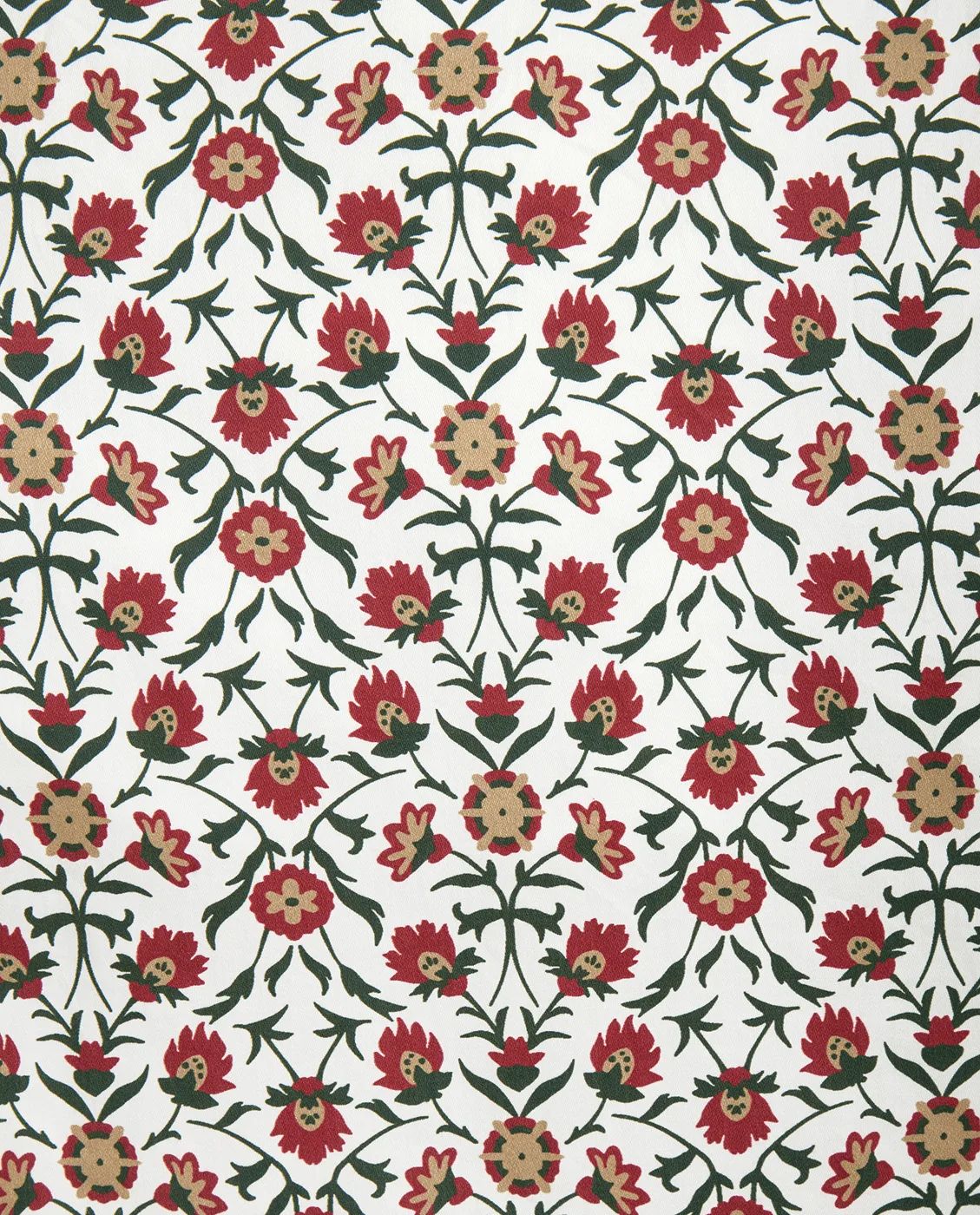 Taie d’oreiller Flower printed cotton sateen, 50x90 cm, White-red-green-beige Lexington
