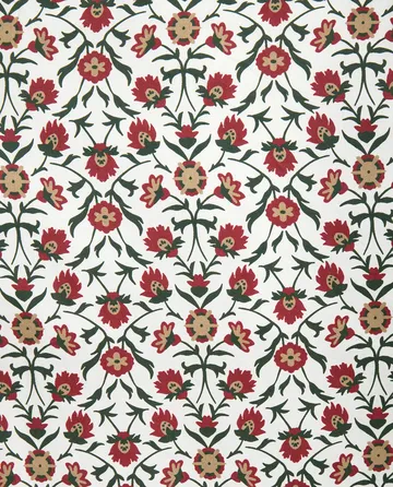 Taie d’oreiller Flower printed cotton sateen, 50x90 cm - White-red-green-beige - Lexington