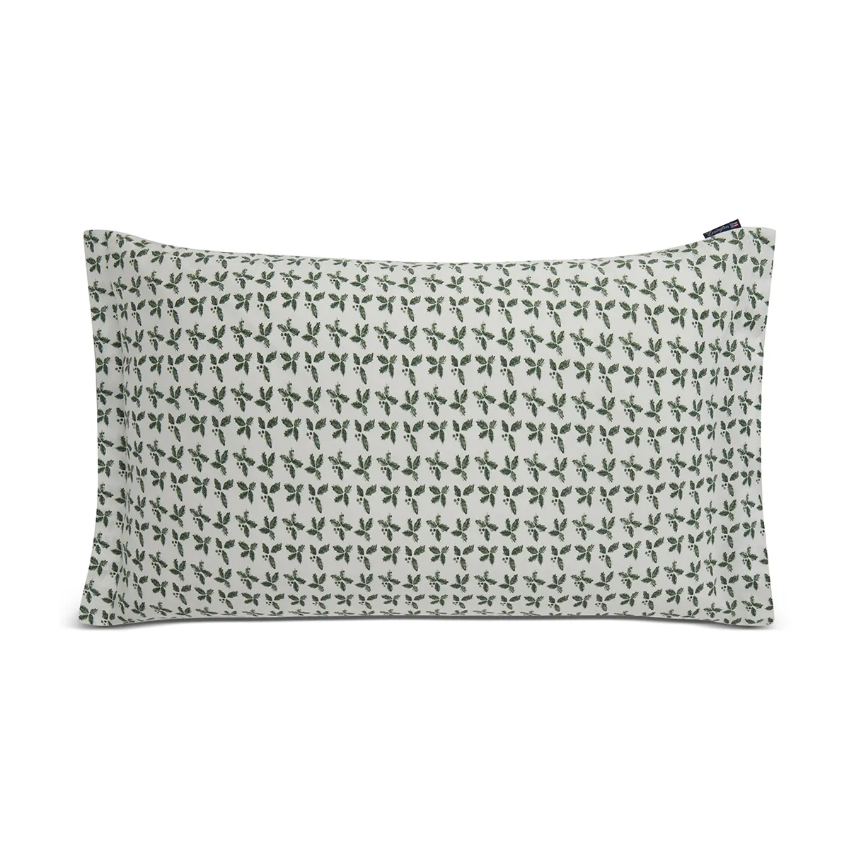 Taie d'oreiller Holly Printed Cotton Sateen 50x90 cm, Blanc-vert Lexington