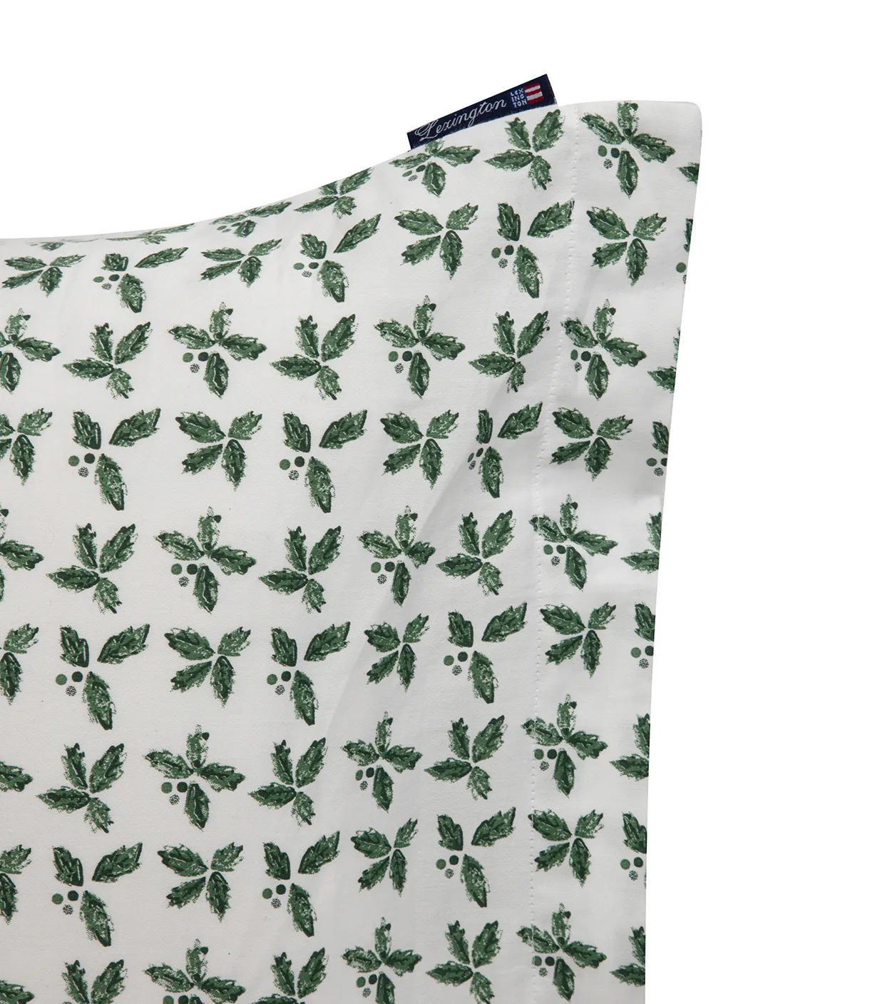 Taie d'oreiller Holly Printed Cotton Sateen 50x90 cm, Blanc-vert Lexington