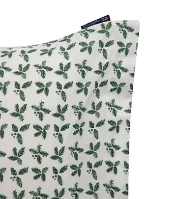 Taie d'oreiller Holly Printed Cotton Sateen 50x90 cm - Blanc-vert - Lexington
