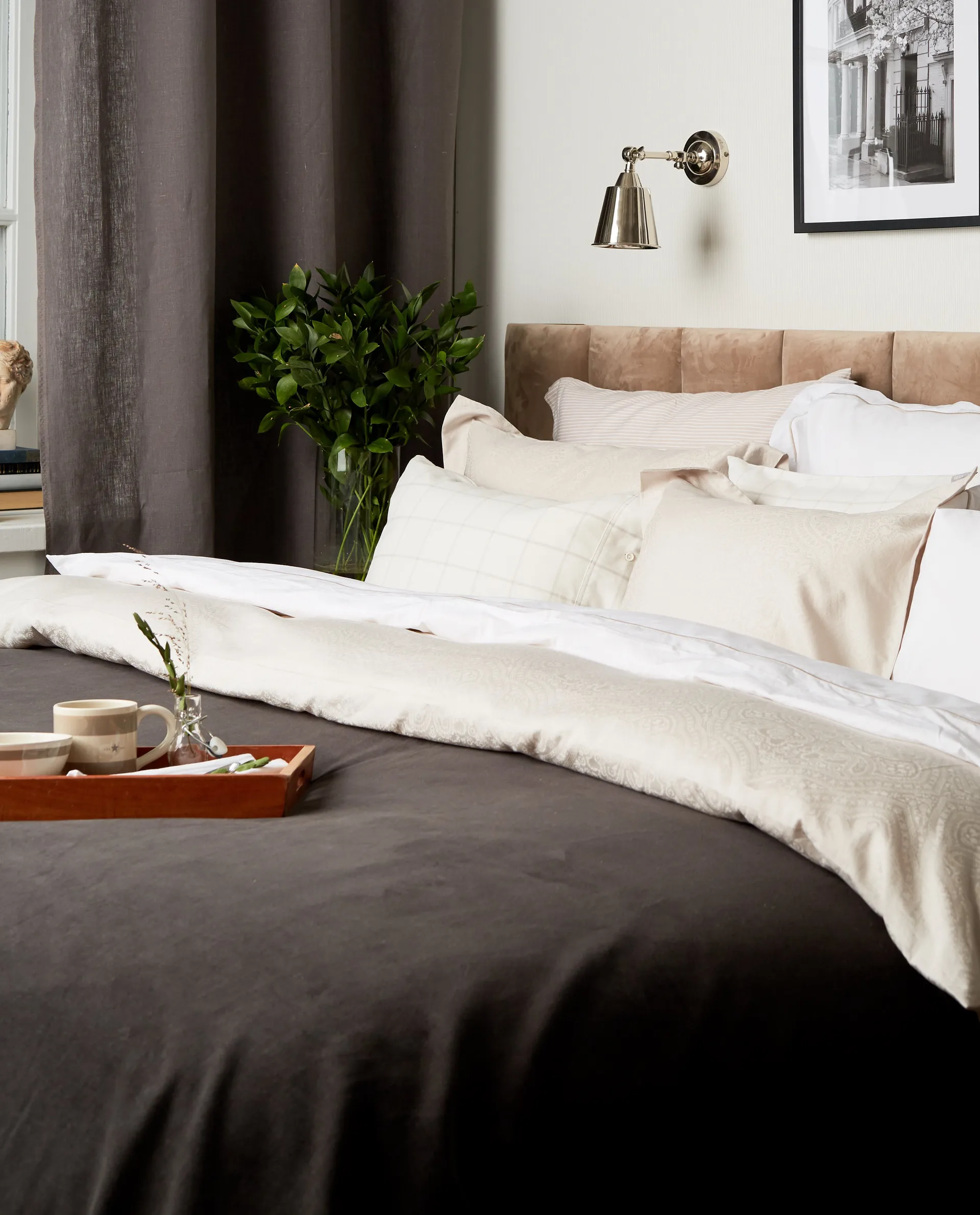Taie d'oreiller Hotel Sateen Jacquard 50x90 cm, Beige clair Lexington