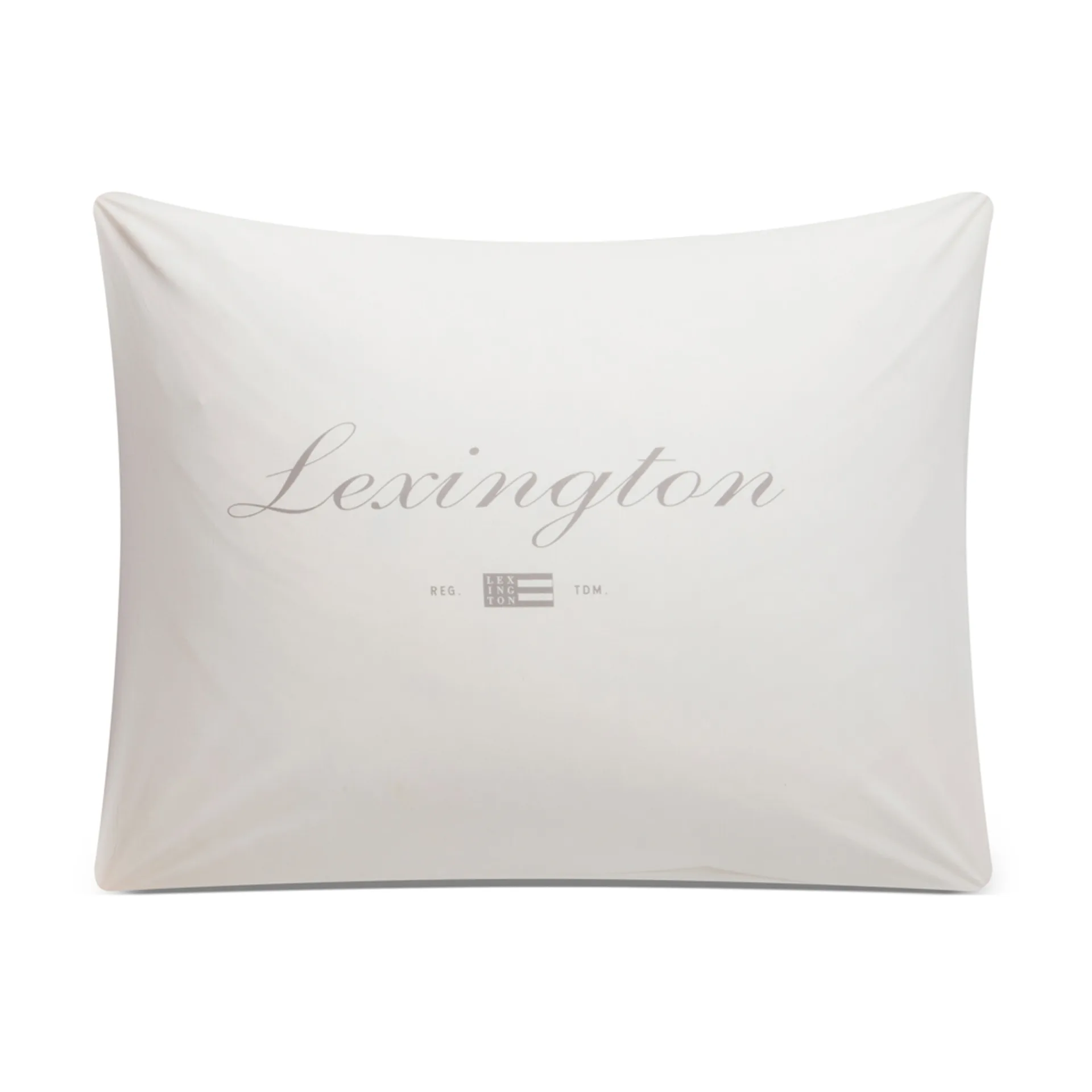 Taie d'oreiller Printed Organic Cotton Poplin 50x60 cm, Blanc-gris Lexington
