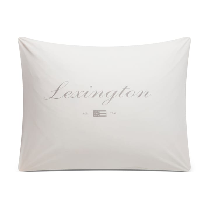 Taie d'oreiller Printed Organic Cotton Poplin 50x60 cm, Blanc-gris Lexington