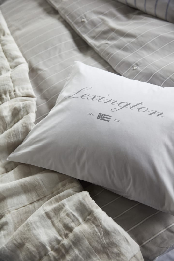 Taie d'oreiller Printed Organic Cotton Poplin 50x60 cm, Blanc-gris Lexington