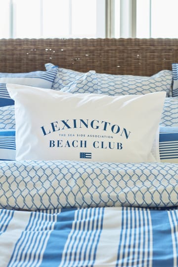 Taie d'oreiller Printed Organic Cotton Poplin 50x60 cm - Bleu-blanc - Lexington
