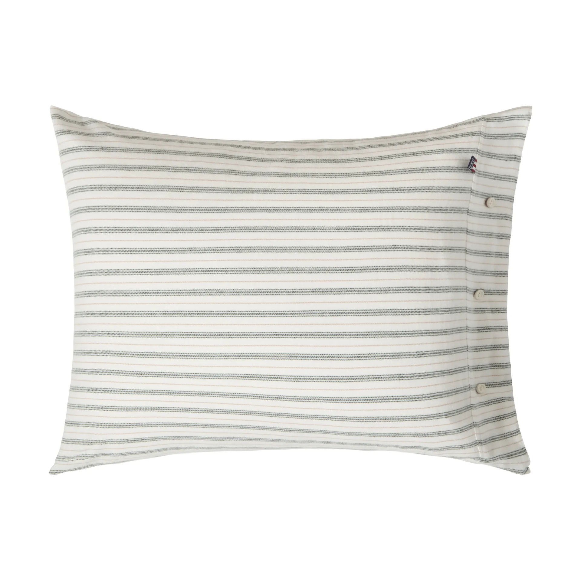 Taie d’oreiller Stripe cotton flannel, White-green-beige, 50x60 cm Lexington