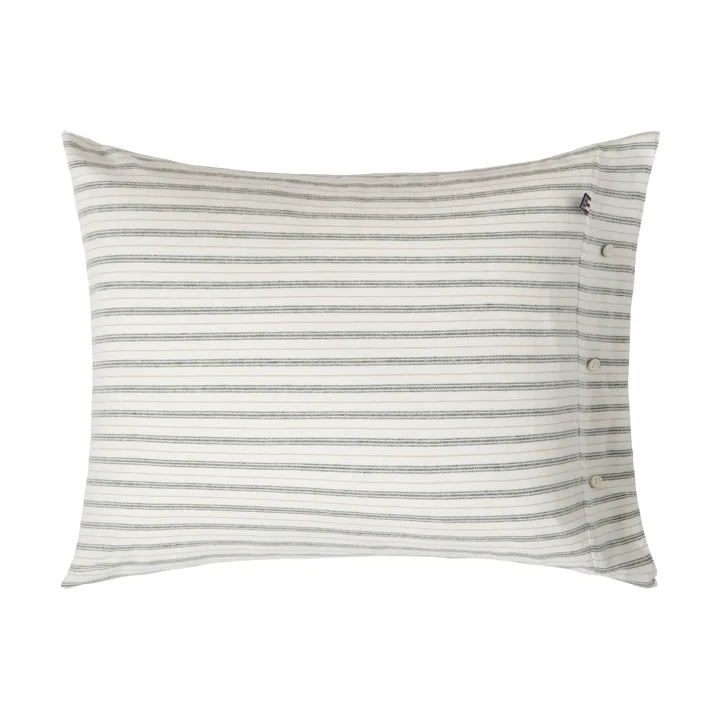 Taie d’oreiller Stripe cotton flannel - White-green-beige, 50x60 cm - Lexington