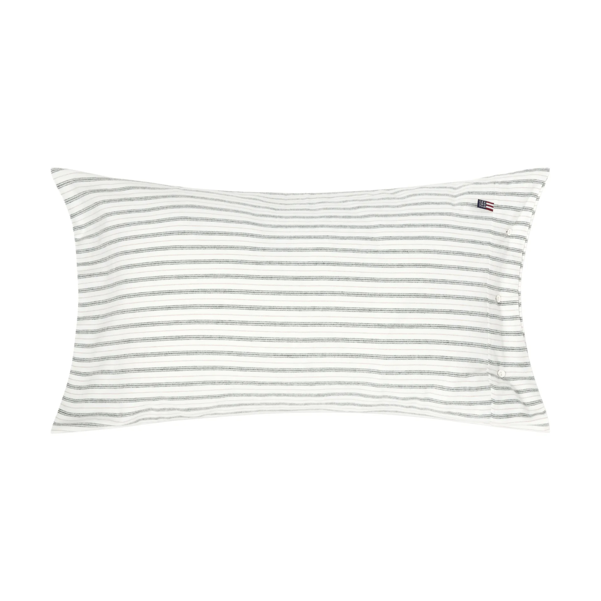 Taie d’oreiller Stripe cotton flannel, White-green-beige, 50x90 cm Lexington