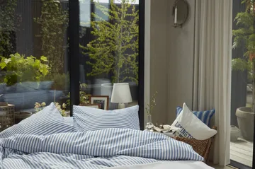 Taie d'oreiller Striped Cotton Poplin 50x60 cm - Bleu - Lexington