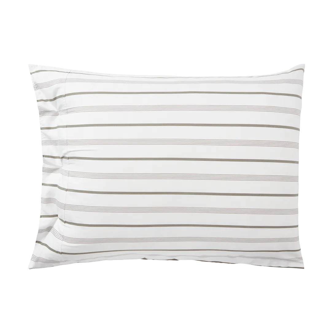 Taie d'oreiller Striped Cotton Poplin 50x60 cm, White Lexington