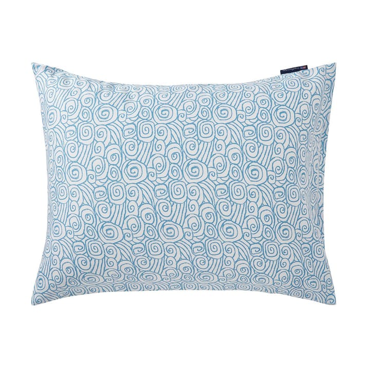 Taie d'oreiller Wave Printed Cotton Sateen 50x60 cm - White-Blue - Lexington