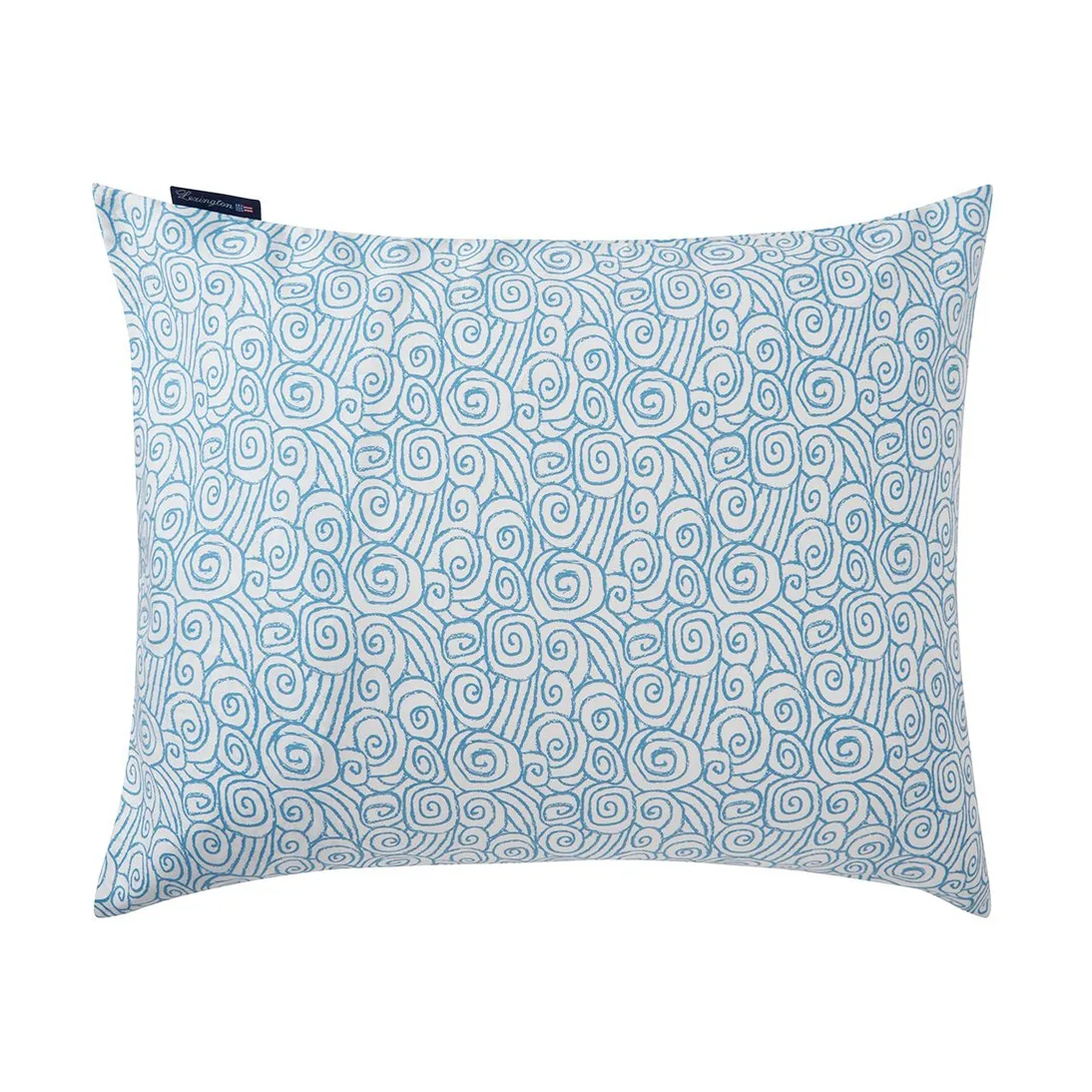 Taie d'oreiller Wave Printed Cotton Sateen 50x60 cm, White-Blue Lexington