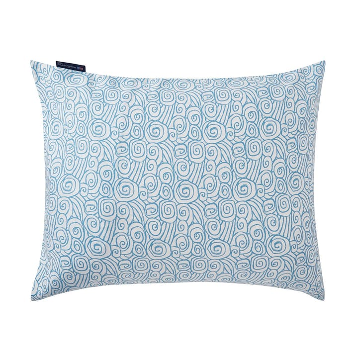Taie d'oreiller Wave Printed Cotton Sateen 50x60 cm - White-Blue - Lexington