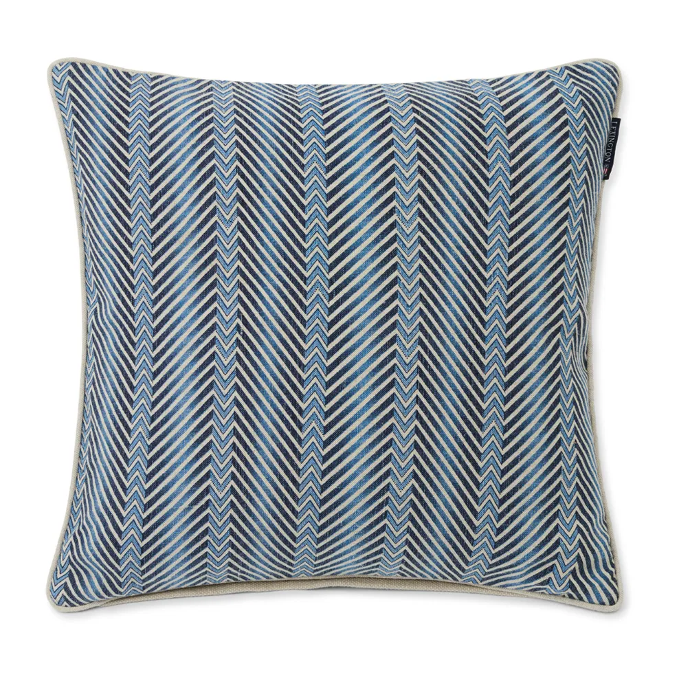 Taie d’oreiller Zig Zag Printed 50x50 cm, Blue-beige Lexington