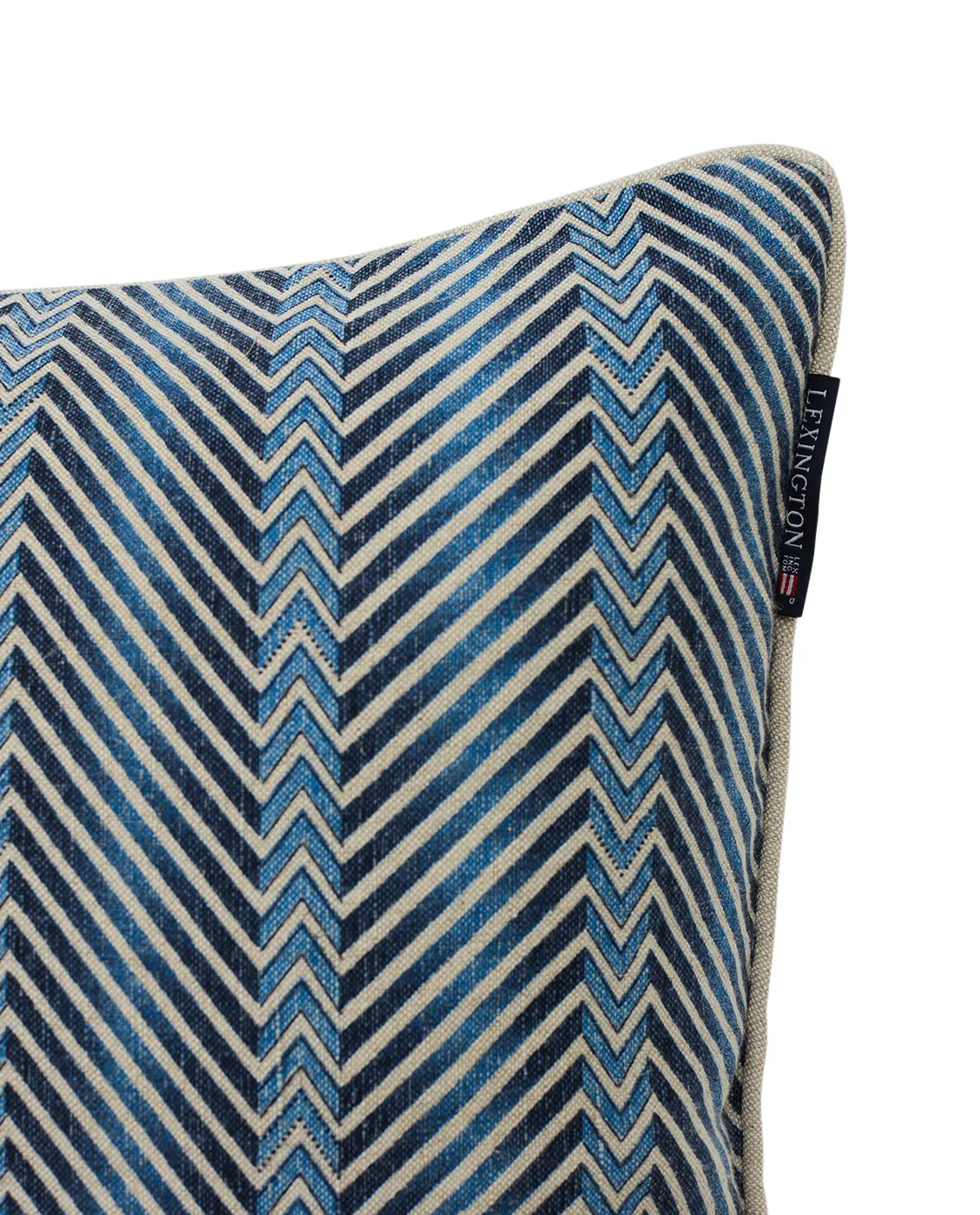 Taie d’oreiller Zig Zag Printed 50x50 cm, Blue-beige Lexington