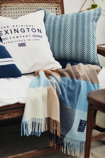 Taie d’oreiller Zig Zag Printed 50x50 cm - Blue-beige - Lexington