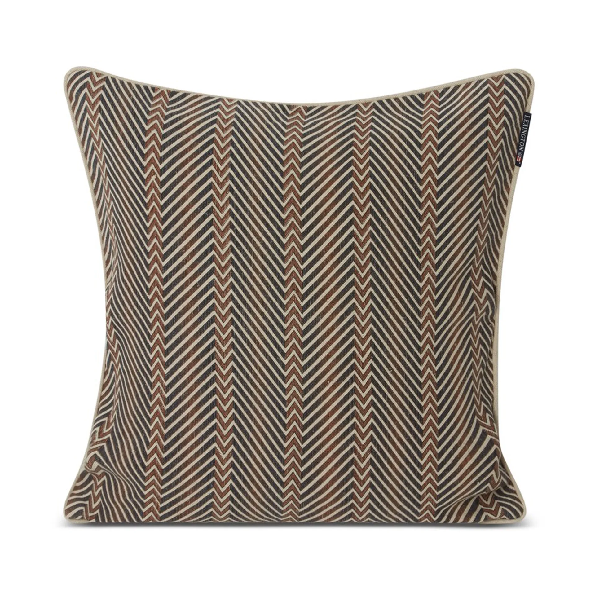 Taie d’oreiller Zig Zag Printed 50x50 cm, Brown-beige Lexington