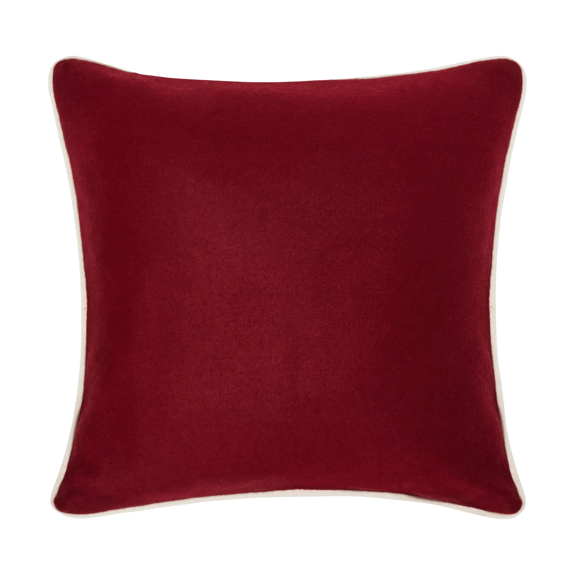 Taie Flower Embroidered Wool Mix 50x50 cm, Red-Light beige Lexington