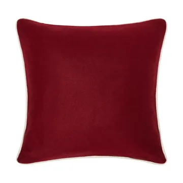 Taie Flower Embroidered Wool Mix 50x50 cm - Red-Light beige - Lexington