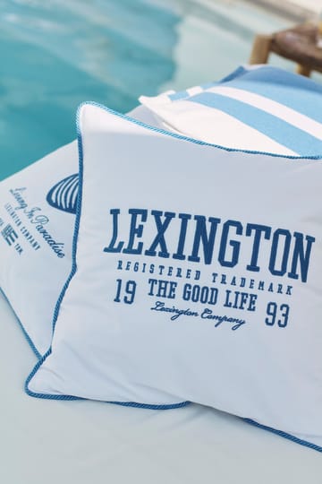Taie Seashell Cotton Canvas 50x50 cm - White-blue - Lexington