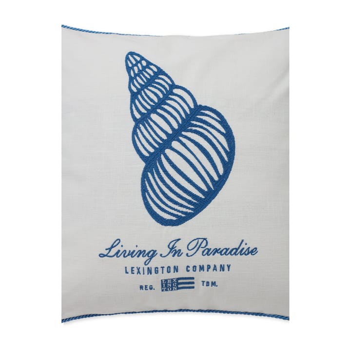 Taie Seashell Cotton Canvas 50x50 cm, White-blue Lexington