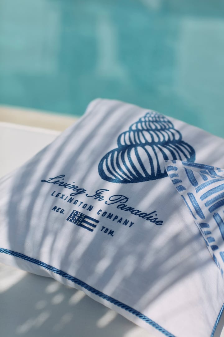 Taie Seashell Cotton Canvas 50x50 cm, White-blue Lexington