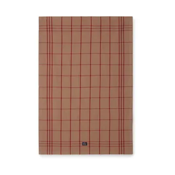 Torchon Checked Organic Cotton Oxford 50x70 cm - Beige-red - Lexington