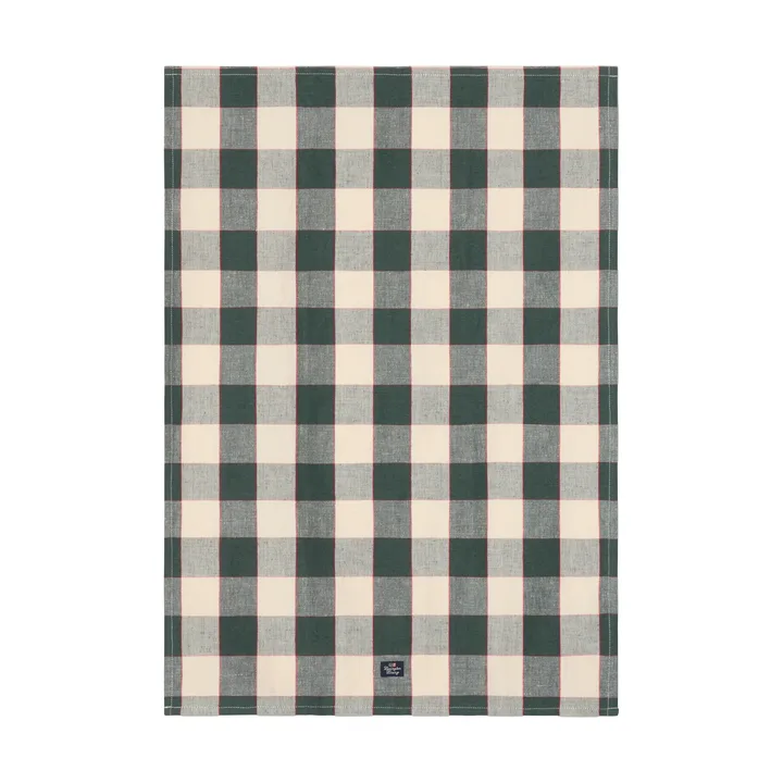 Torchon de cuisine Checked lin/coton 50x70 cm - Green-light beige-red - Lexington