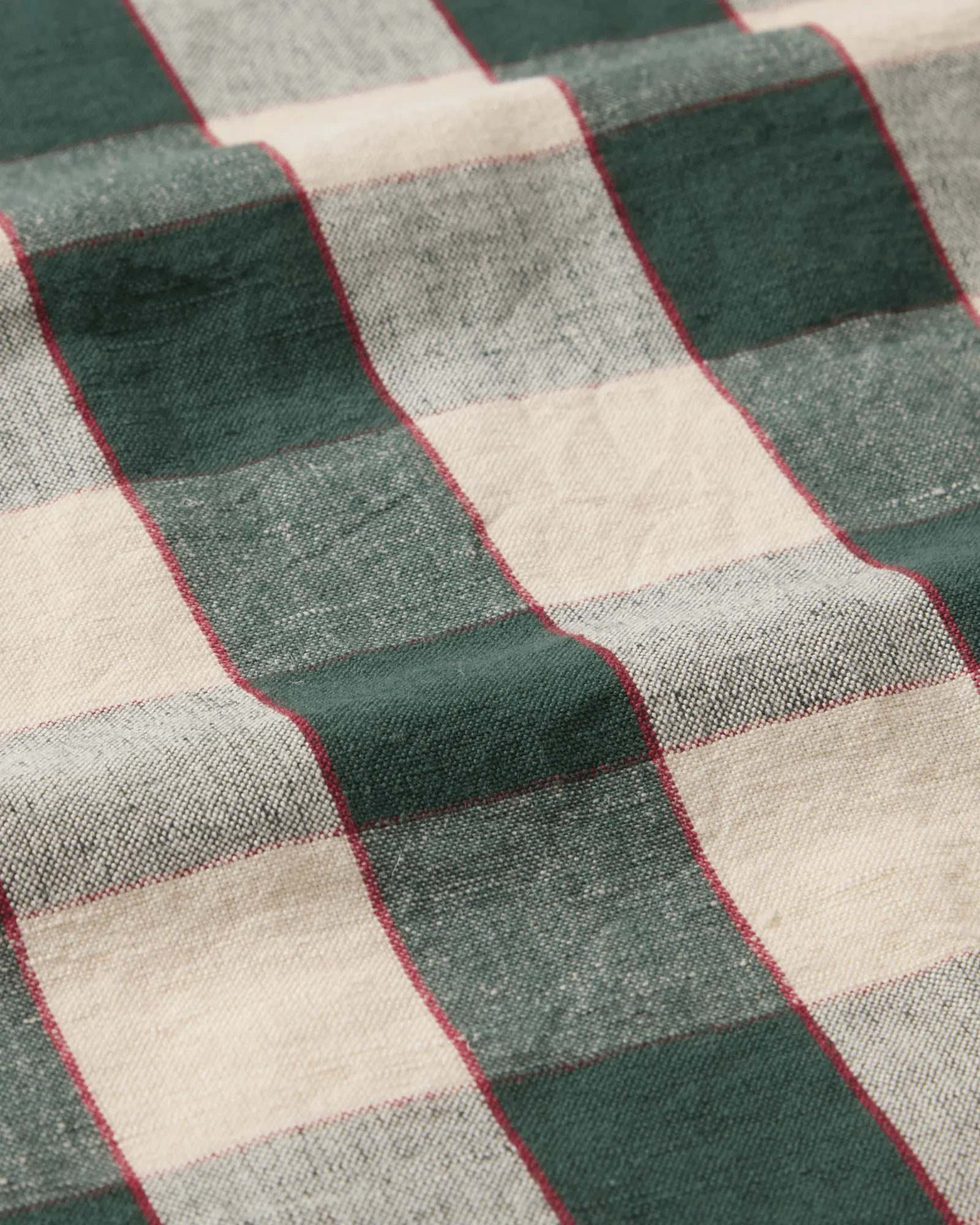Torchon de cuisine Checked lin/coton 50x70 cm, Green-light beige-red Lexington