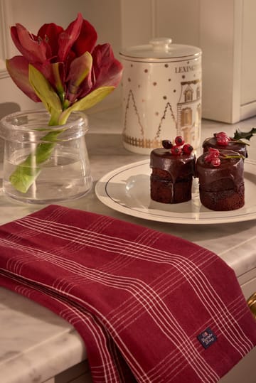 Torchon de cuisine Checked lin/coton 50x70 cm - Red-white - Lexington