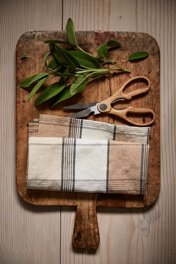 Torchon de cuisine Checked Linen/Cotton 50x70 cm - Beige-white - Lexington