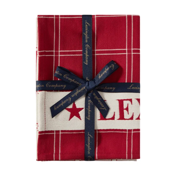 Torchon en coton tissé jacquard lot de 2 - Red-white, 50x70 cm - Lexington