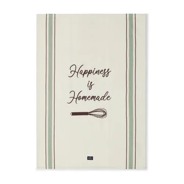 Torchon Happiness Organic Cotton 50x70 cm - White-green - Lexington