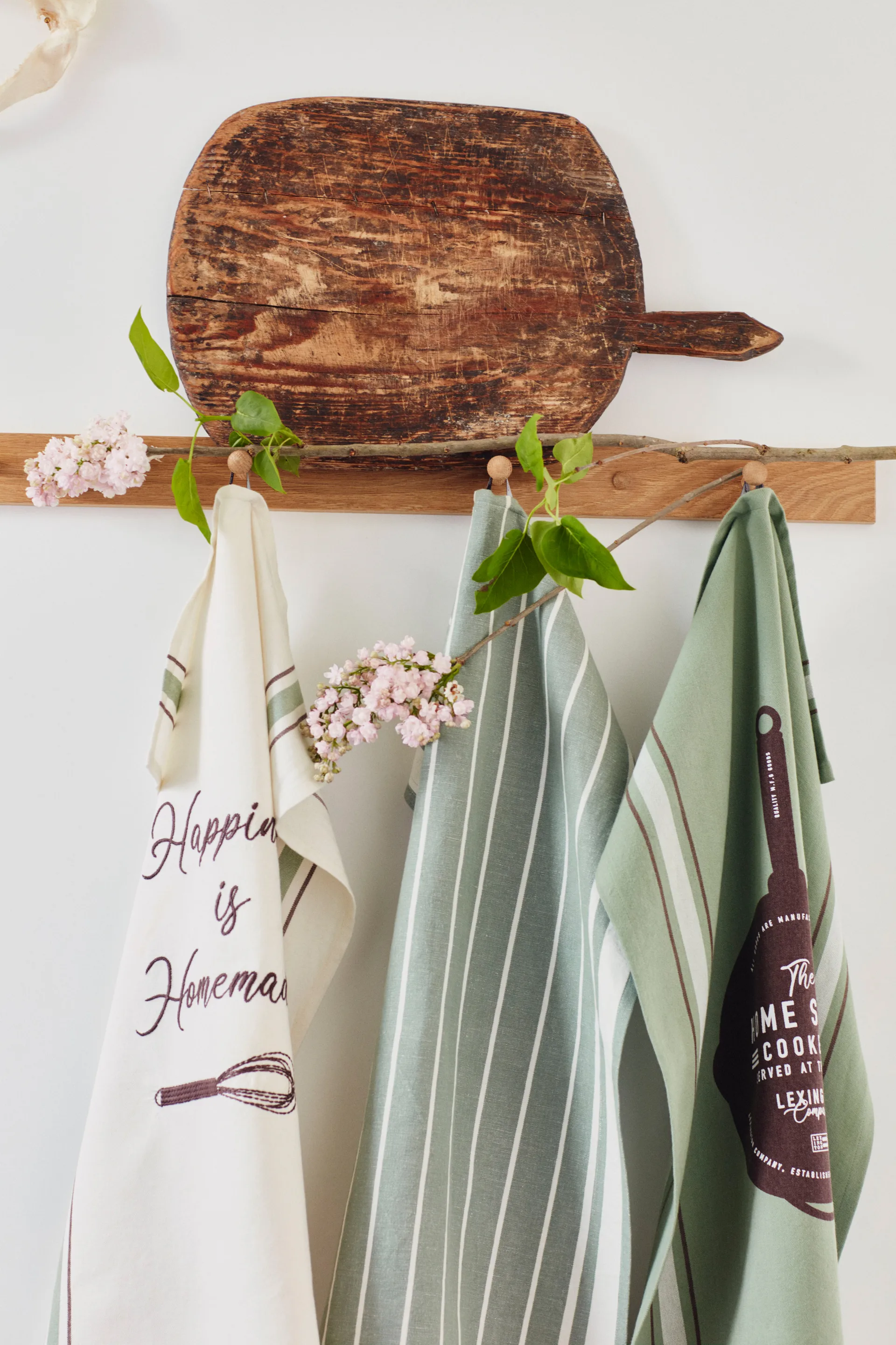 Torchon Happiness Organic Cotton 50x70 cm, White-green Lexington