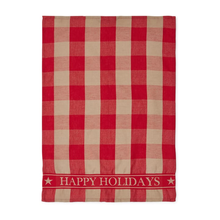 Torchon Happy Holidays Cotton Linen 50x70 cm - Red-beige - Lexington