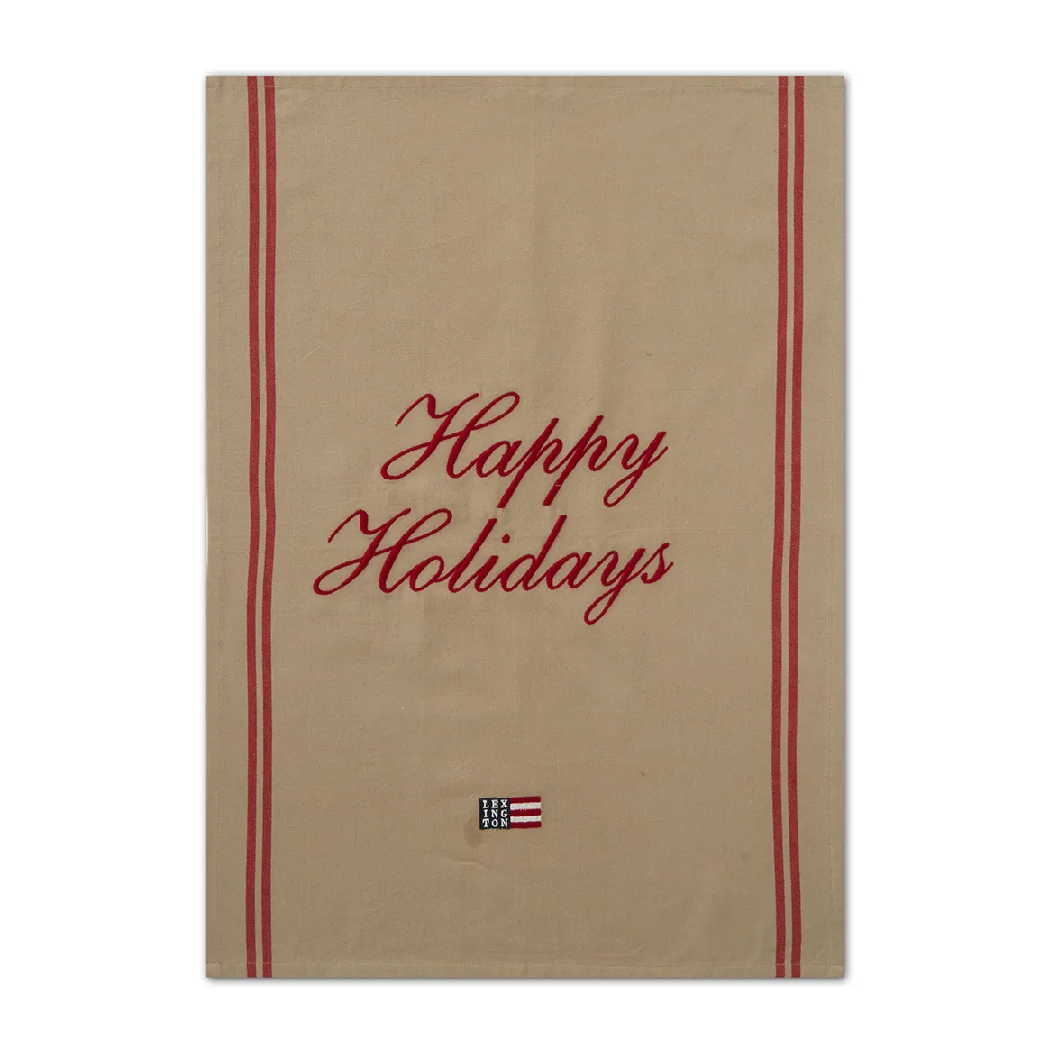 Torchon Happy Holidays Embroidered 50x70 cm, Beige-rouge Lexington