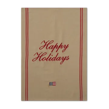 Torchon Happy Holidays Embroidered 50x70 cm - Beige-rouge - Lexington