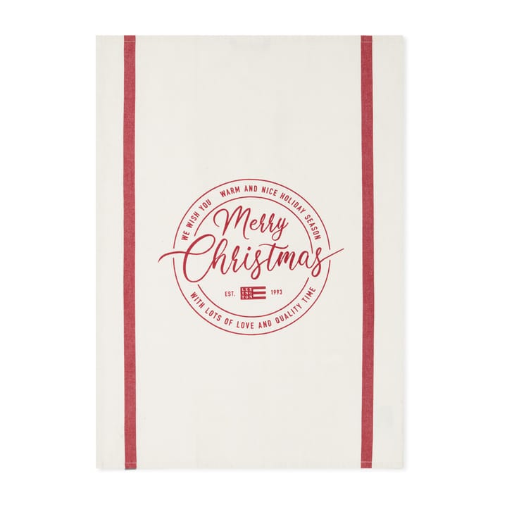 Torchon Merry Christmas Cotton Twill 50x70 cm - Off white-red - Lexington
