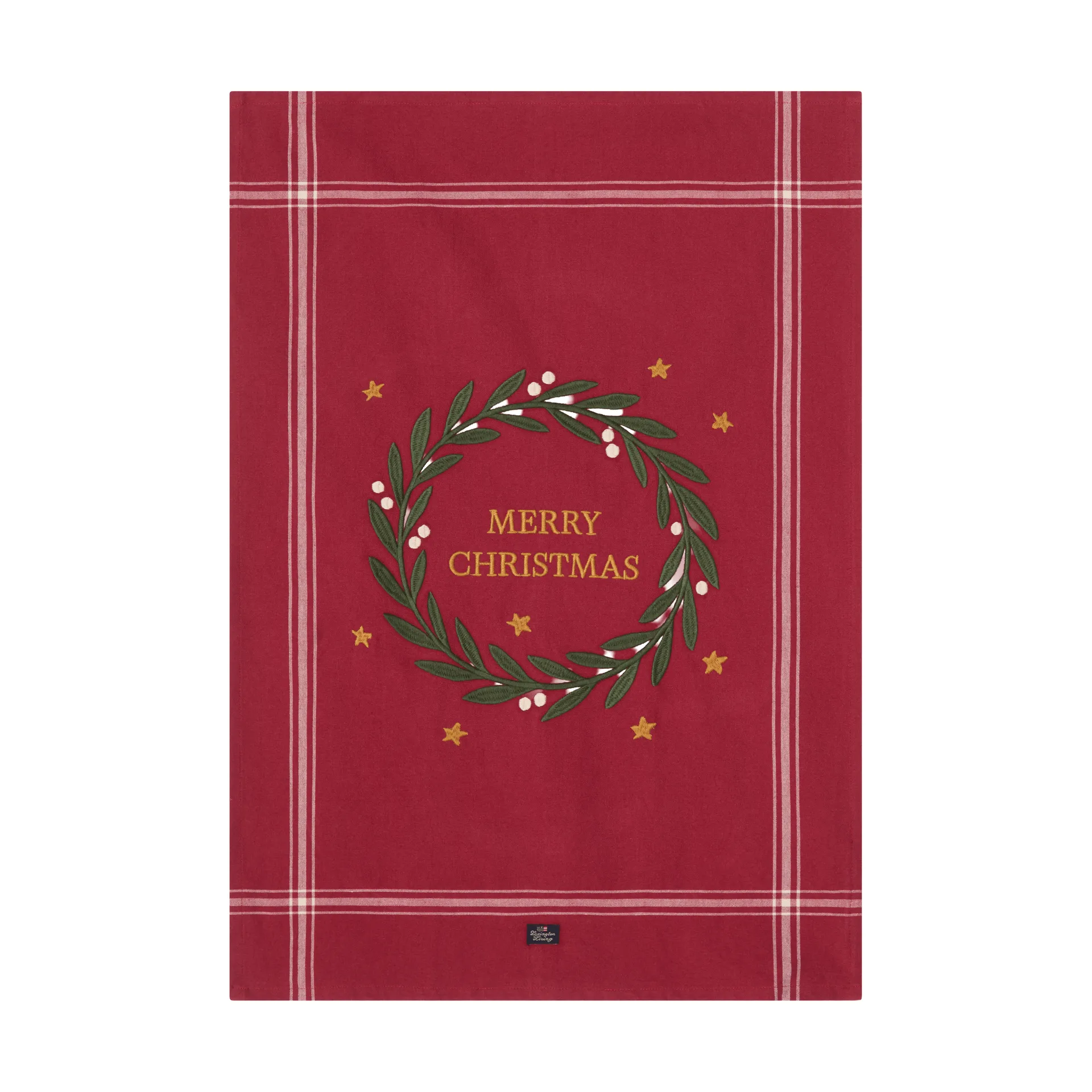 Torchon Merry Christmas Org Cotton 50x70 cm, Red-Light beige Lexington