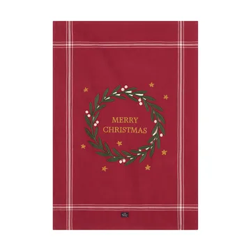 Torchon Merry Christmas Org Cotton 50x70 cm - Red-Light beige - Lexington