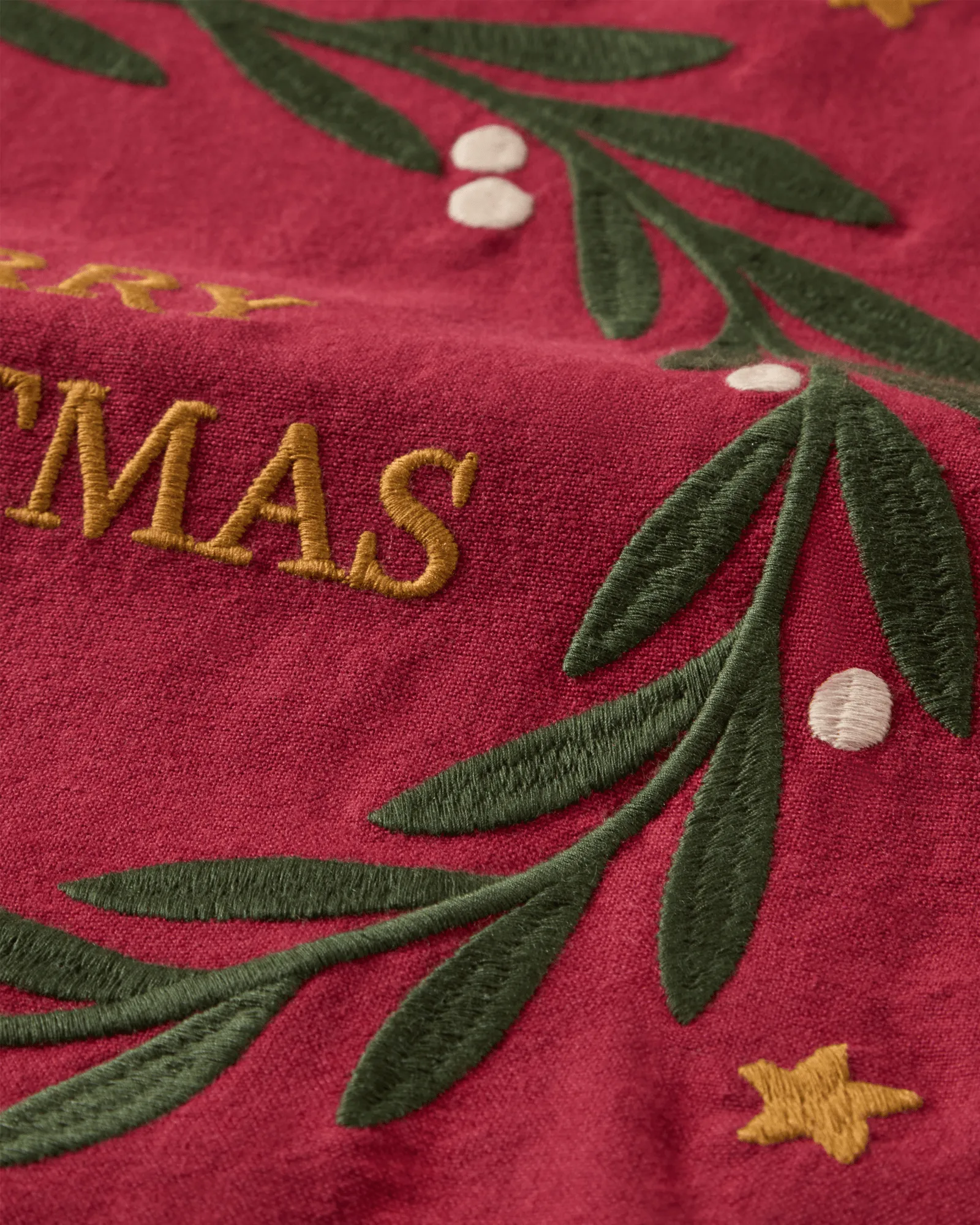Torchon Merry Christmas Org Cotton 50x70 cm, Red-Light beige Lexington
